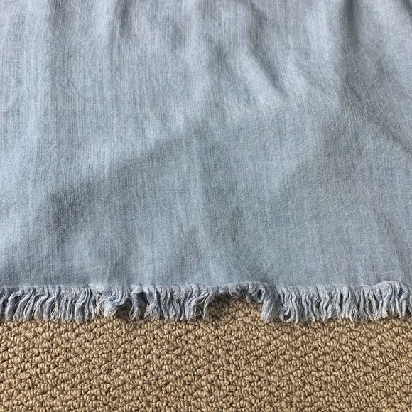 Easel Womens Blouse Top Size Medium Blue Chambray Cold Shoulders Fringe Hem - Picture 4 of 12